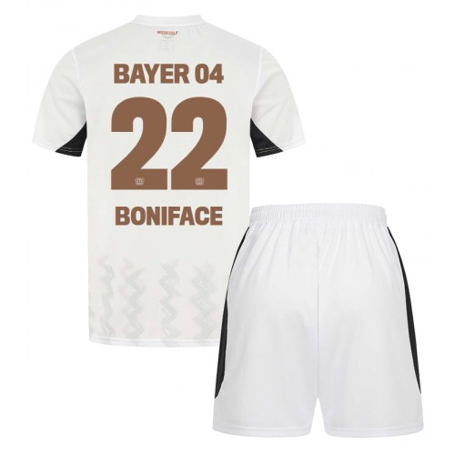 Fotballdrakt Barn Bayer Leverkusen Victor Boniface #22 Bortedraktsett 2024-25 Kortermet (+ Korte bukser)